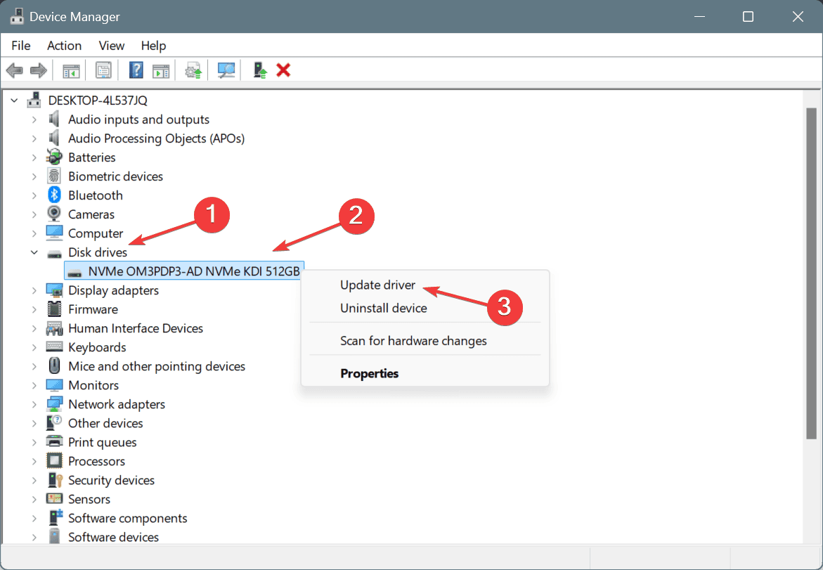 update driver to fix hard drive shows 0 bytes