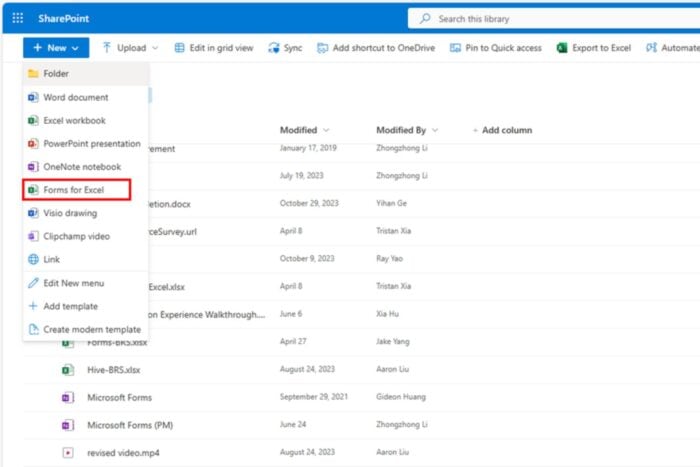 Microsoft Forms Excel