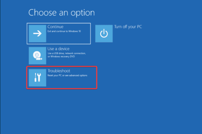 Choisissez une option - Dépannage - DRIVER_RETURNED_STATUS_REPARSE_FOR_VOLUME_OPEN