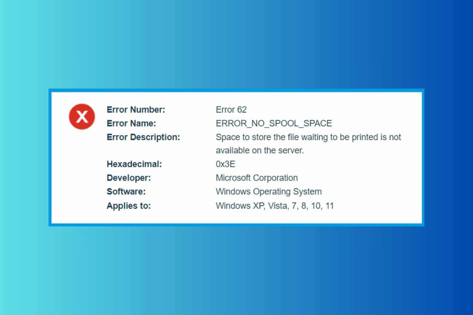 How to fix ERROR_NO_SPOOL_SPACE