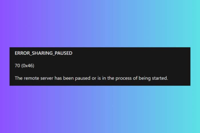 How to fix ERROR_SHARING_PAUSED