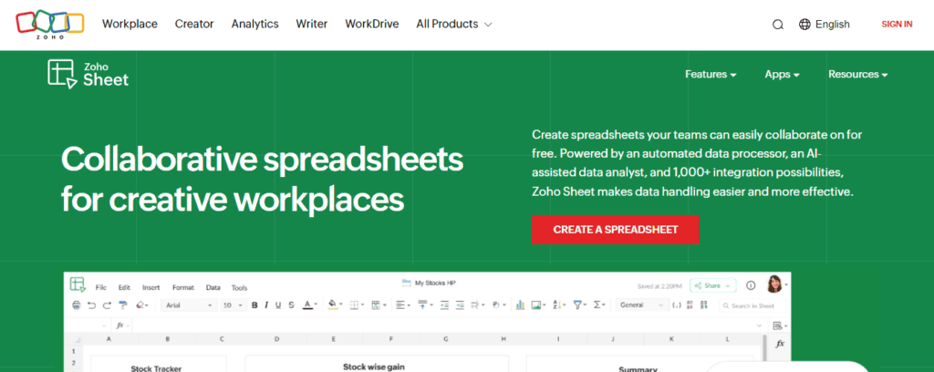 Zoho Sheets