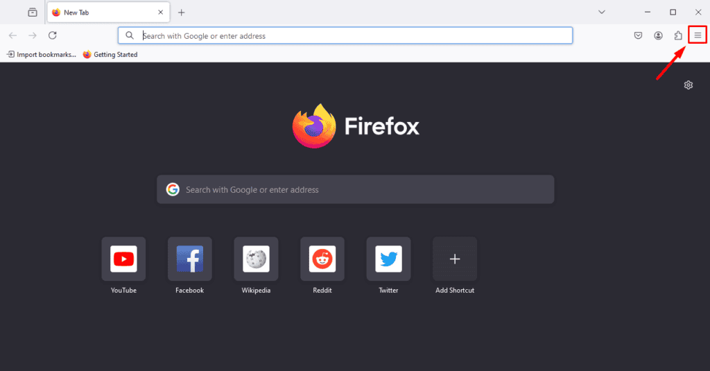 Firefox menu button