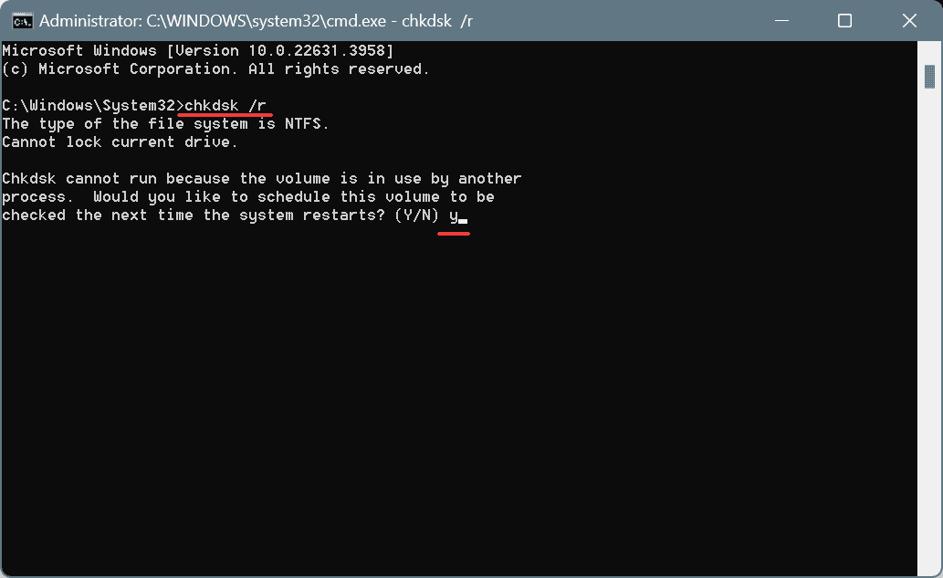 check disk to fix INVALID_REGION_OR_SEGMENT