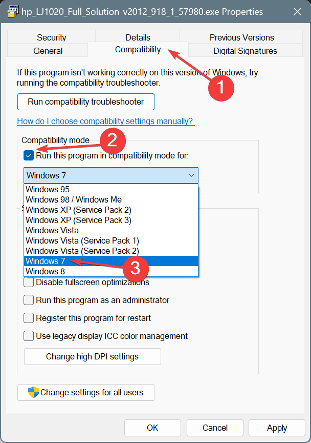 run driver in compatibility mode to fix ERROR_KM_DRIVER_BLOCKED