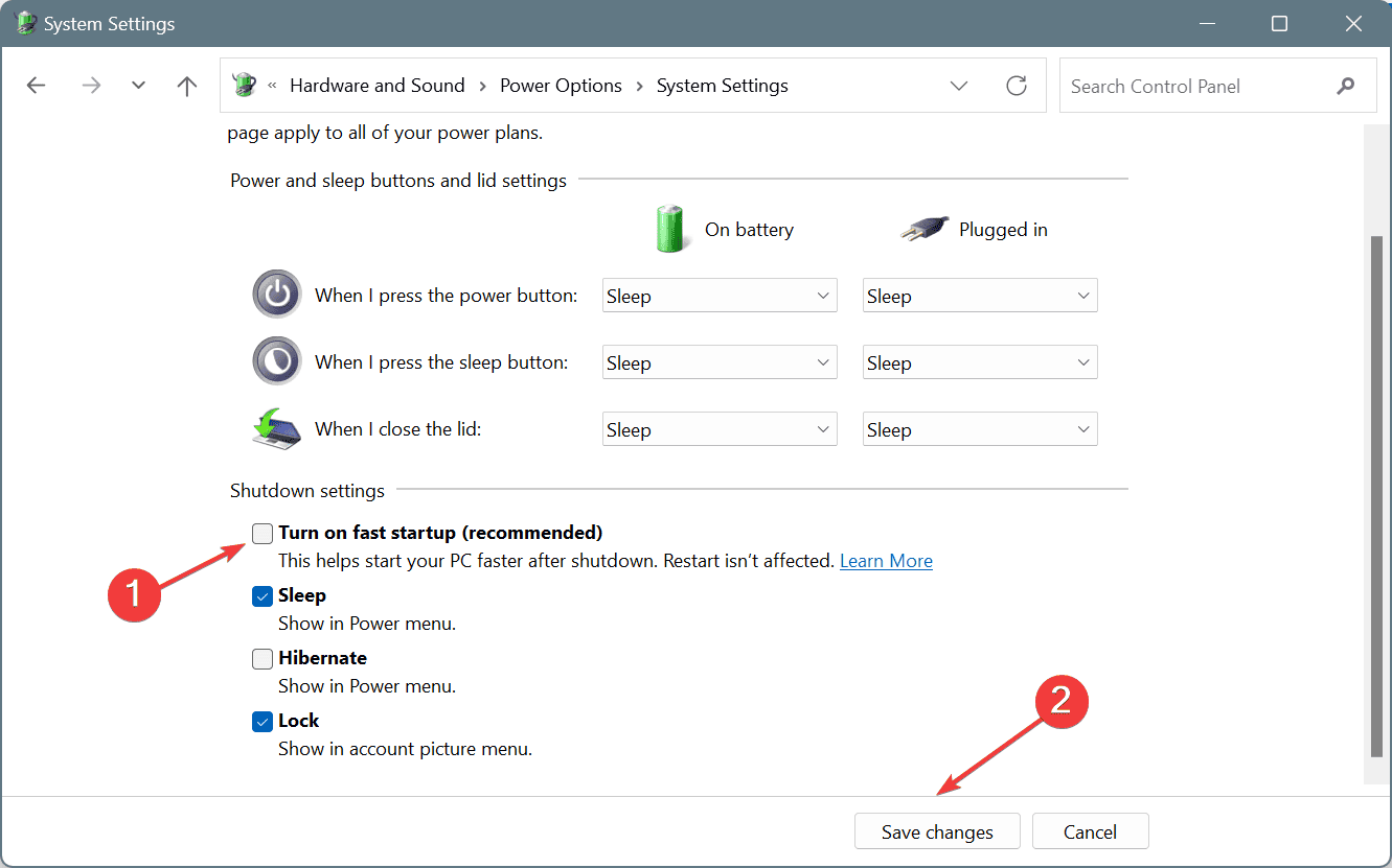 disable fast startup to fix PP0_INITIALIZATION_FAILED