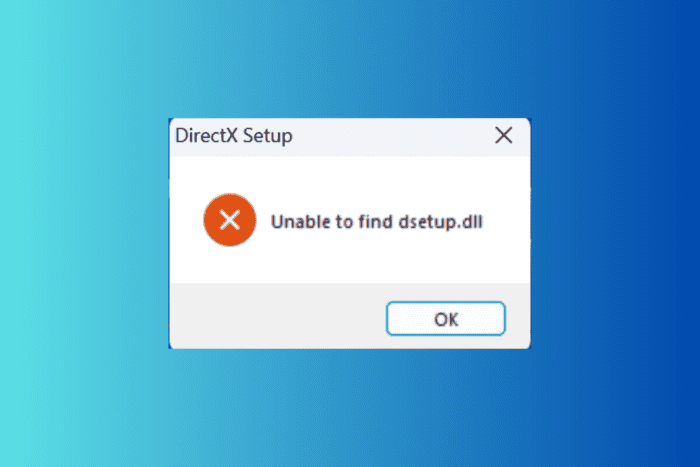 unable to find dsetup.dll