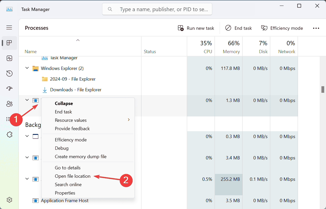 open file location