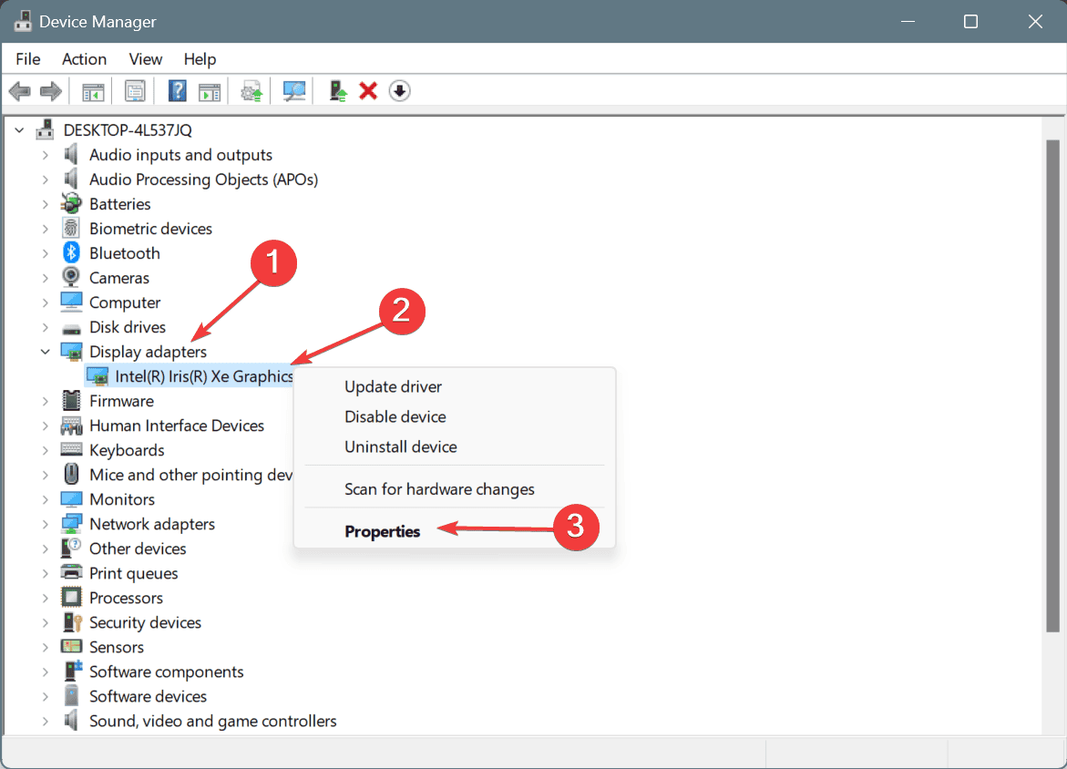 graphics driver properties