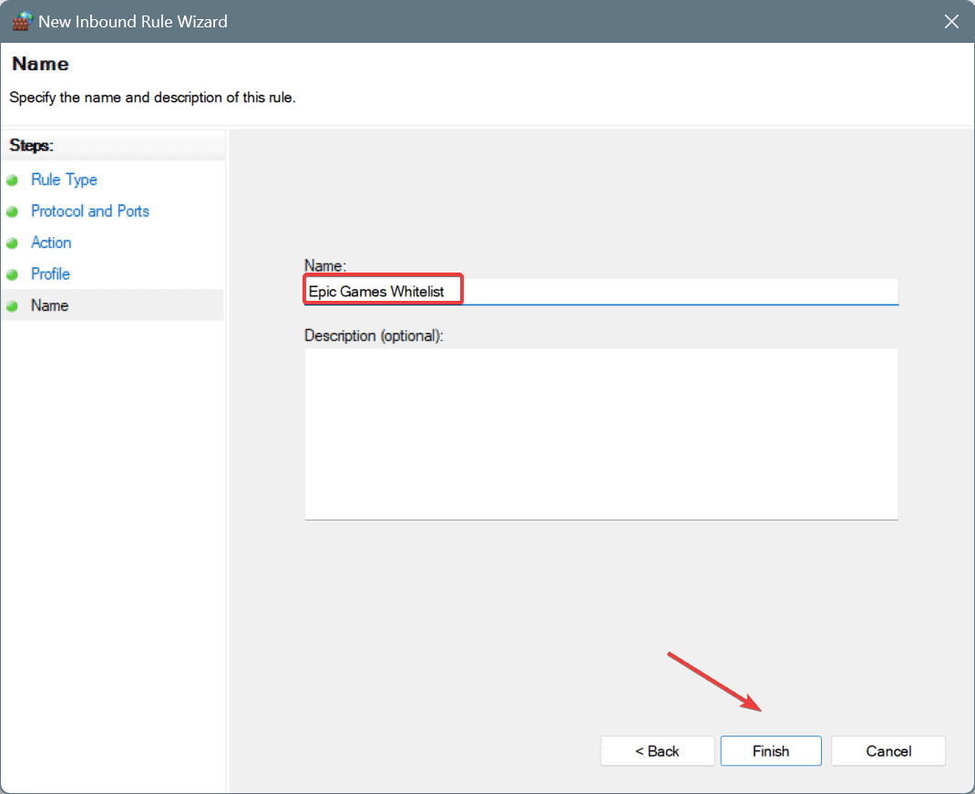 inbound rule to fix epic games error code as-3