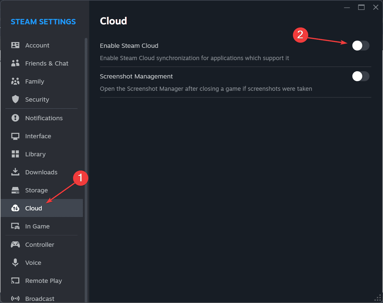 disable steam cloud