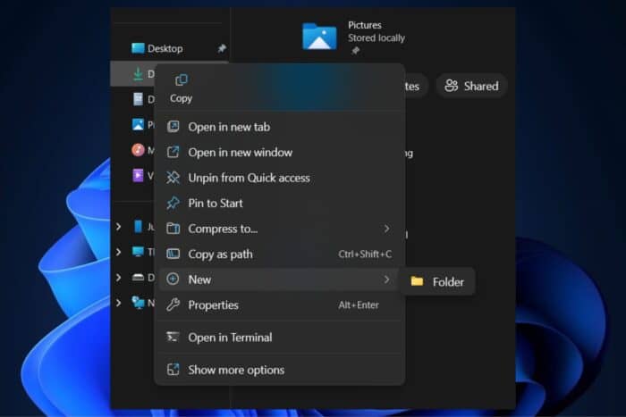 file explorer context menu