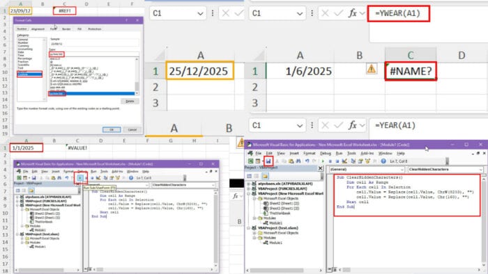 Excel YEAR Function Not Working