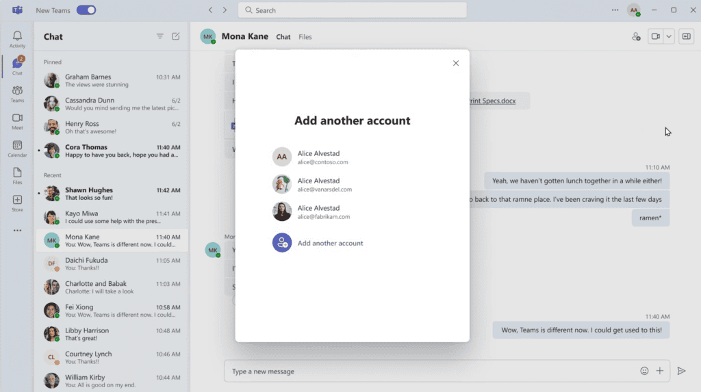 Add another account in Teams (microsoft teams classic vs new)