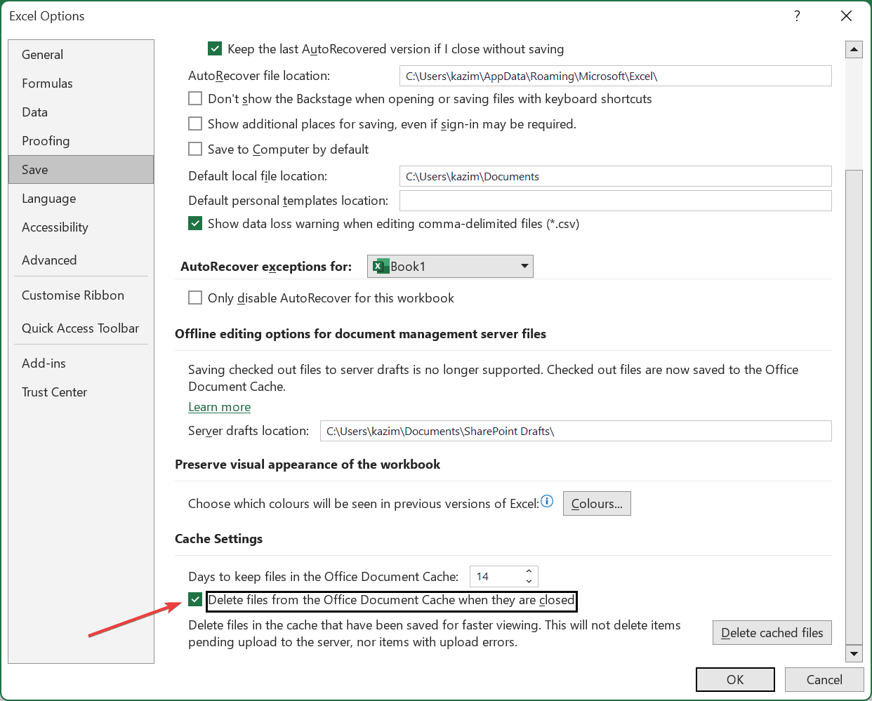 delete excel cache to fix excel error refresh recommended