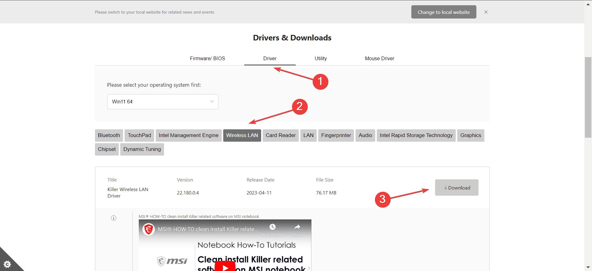 download msi wifi driver