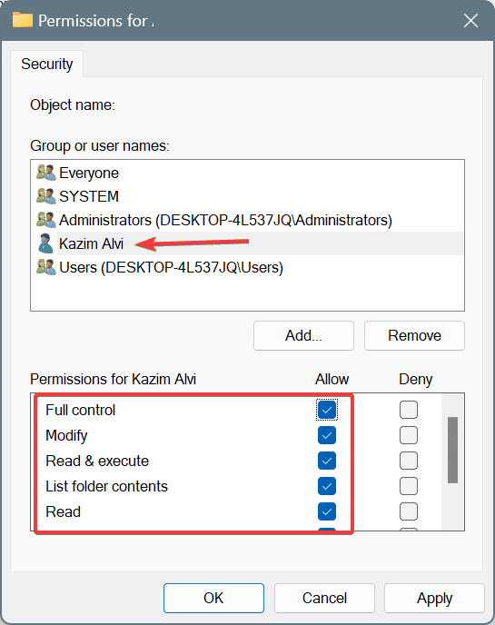 full control to fix ERROR_CALL_NOT_IMPLEMENTED