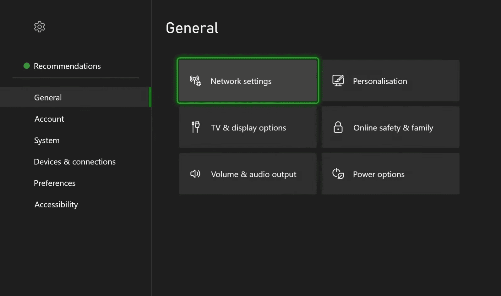 network settings on xbox