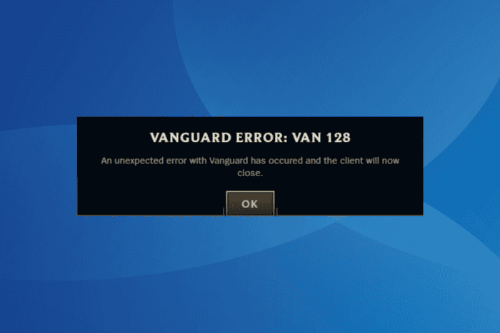 vanguard error van 128