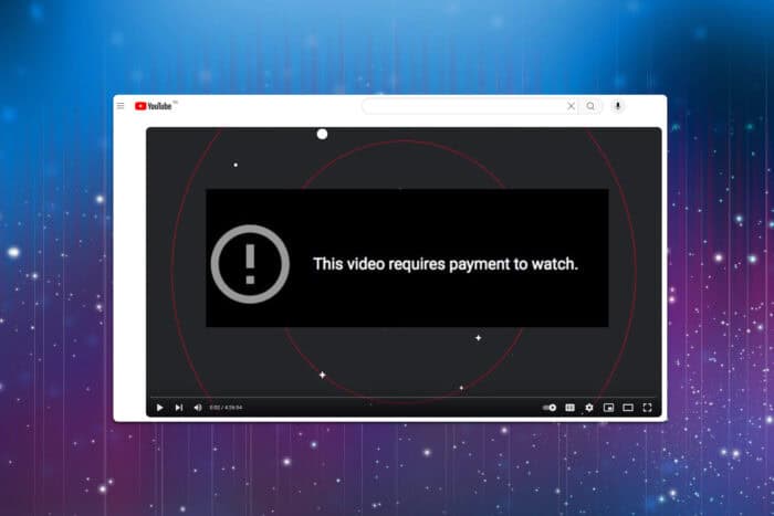 youtube tv playback error this video requires payment to watch