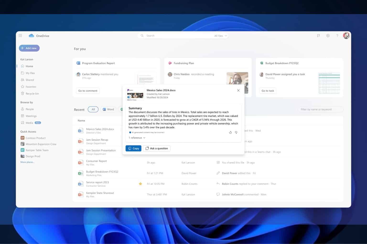 Copilot will soon allow you to catch up with everything new in your OneDrive