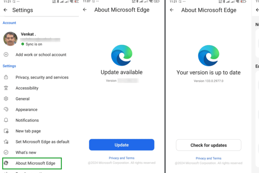 Microsoft edge s self update feature on android aims to make browser
