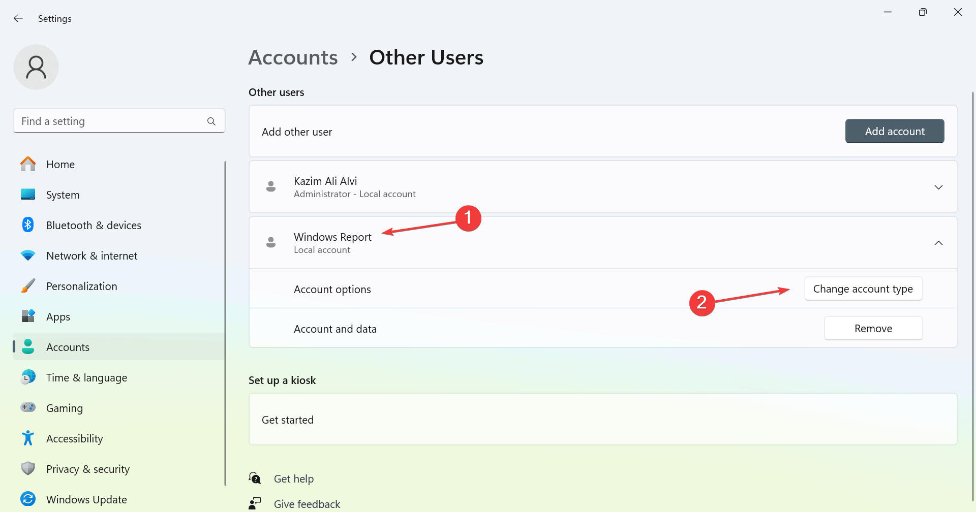 change account type