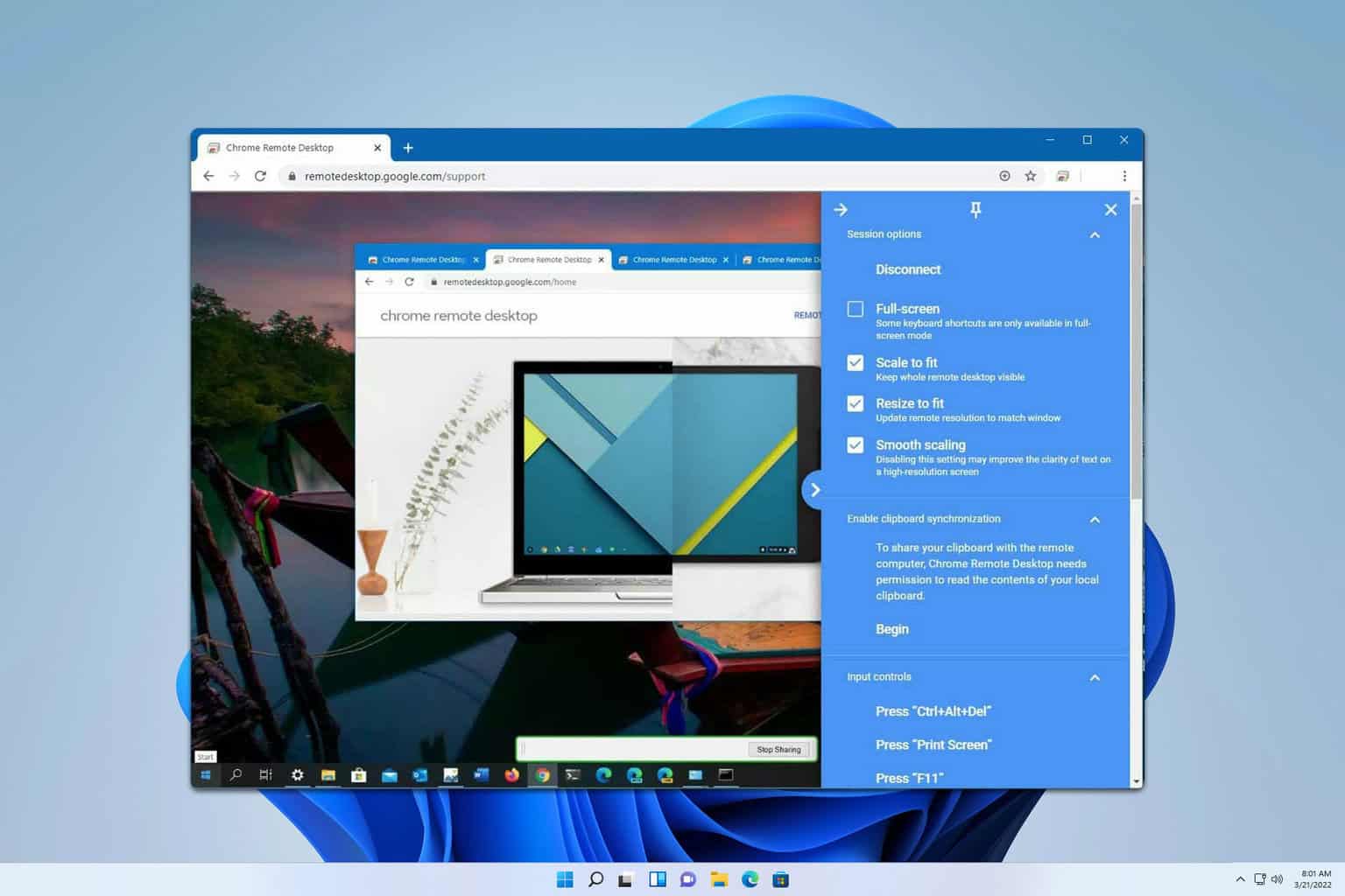 chrome remote desktop curtain mode