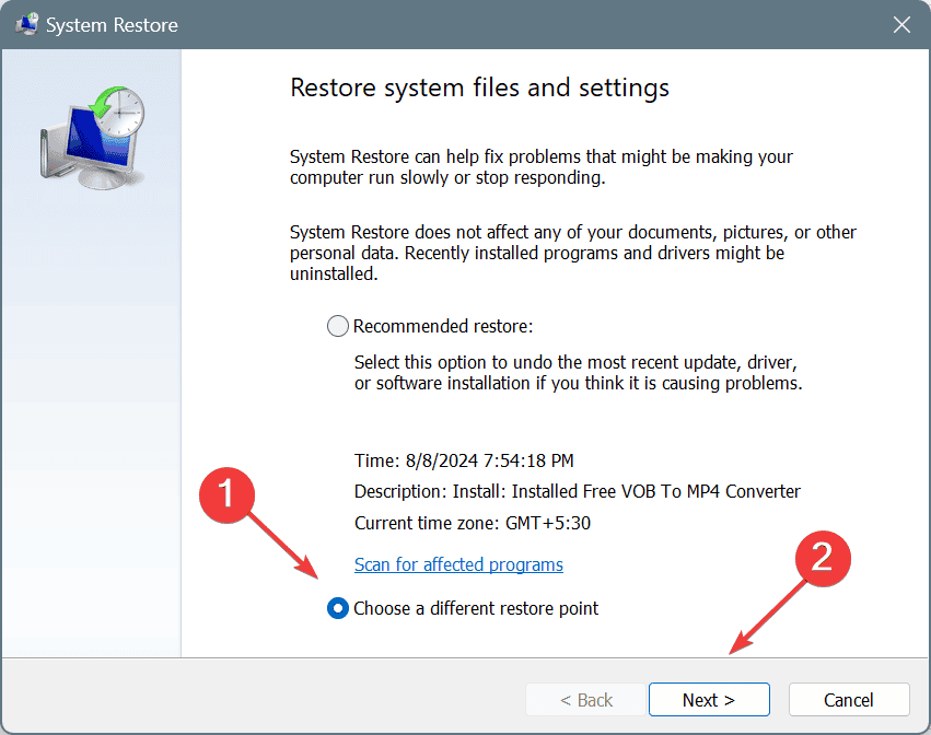 restore setting