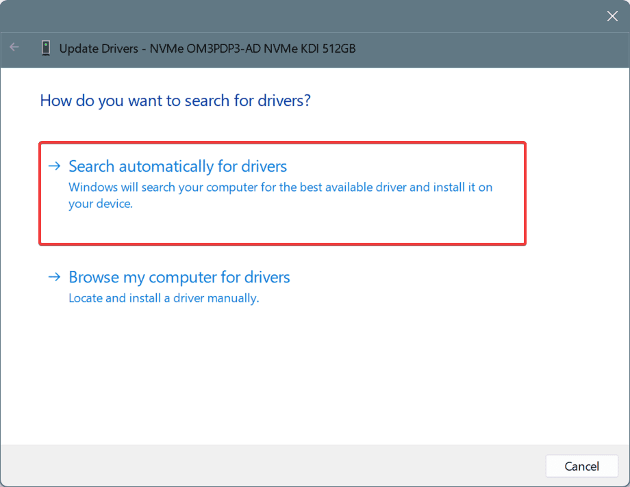 search automatically driver