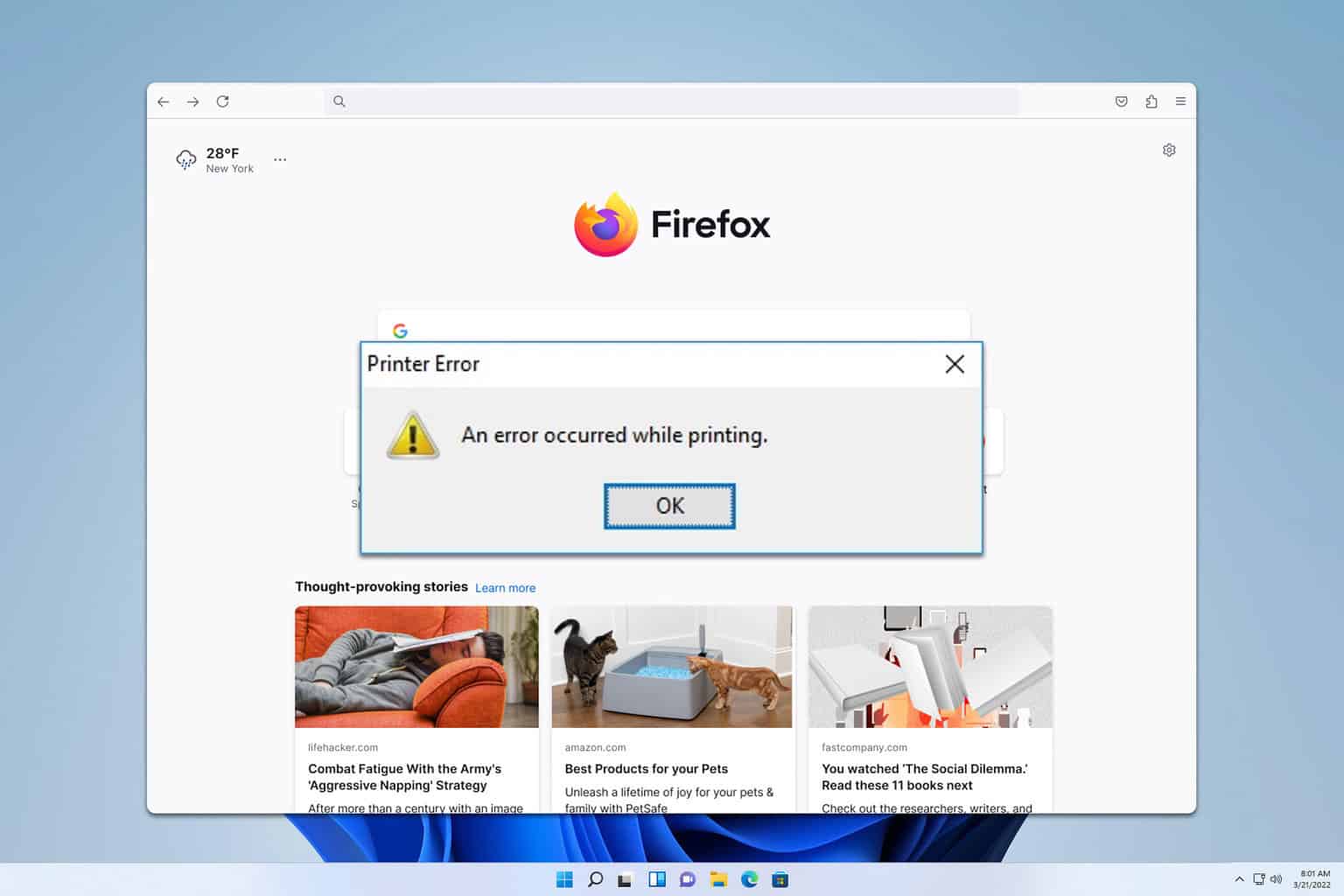 firefox an error occurred while printing