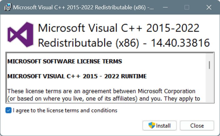 reinstall to fix missing api-ms-win-crt-filesystem-l1-1-0.dll