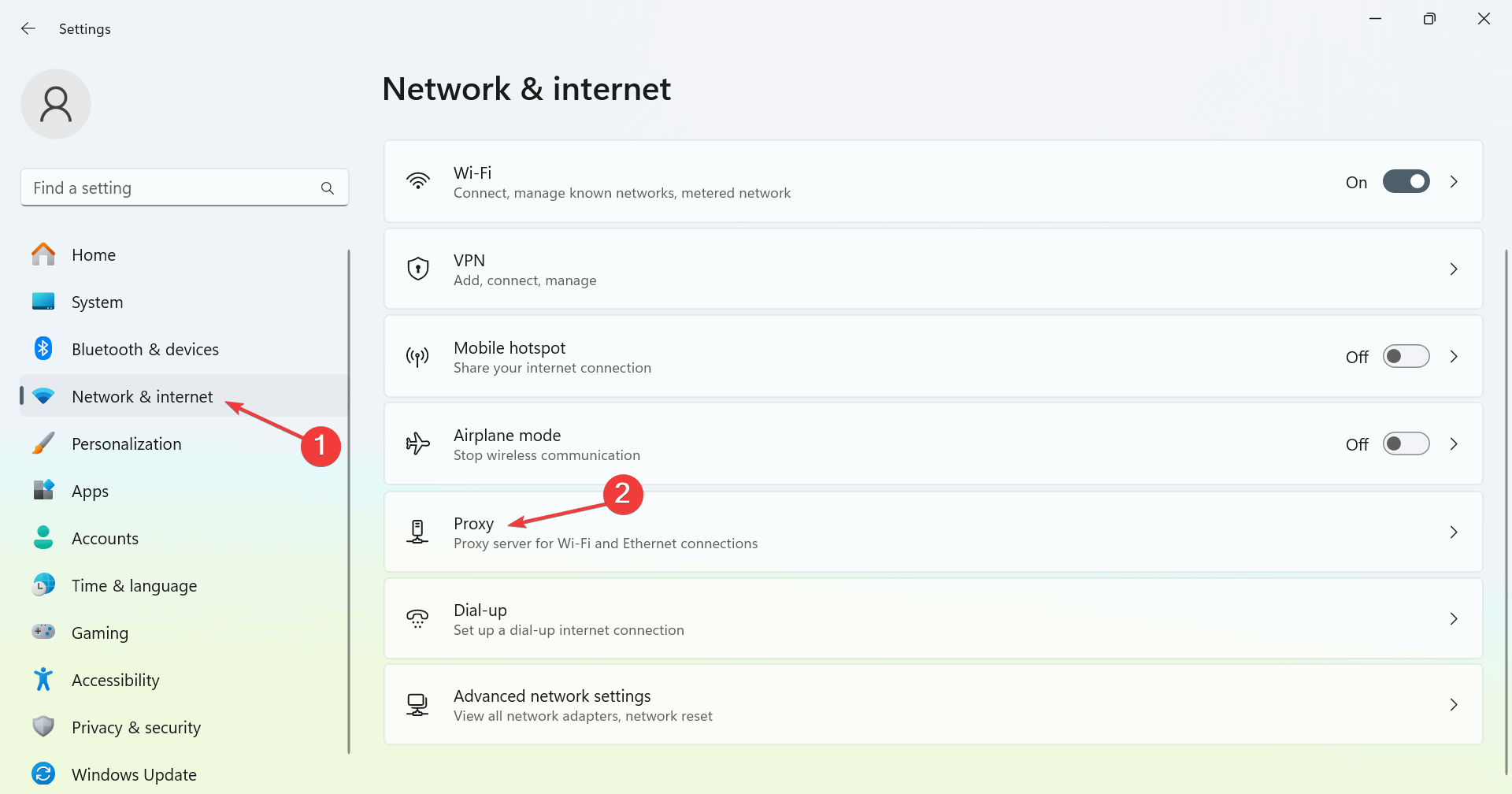 network settings