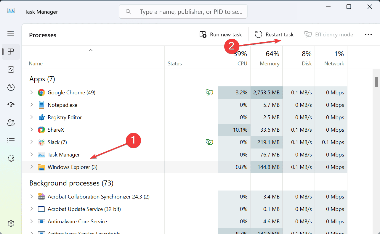 restart file explorer to fix ERROR_BAD_PATHNAME