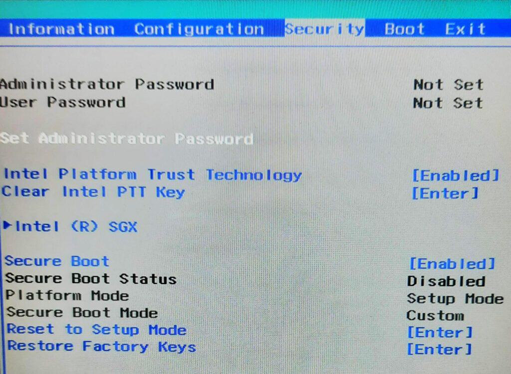 disabling Secure Boot