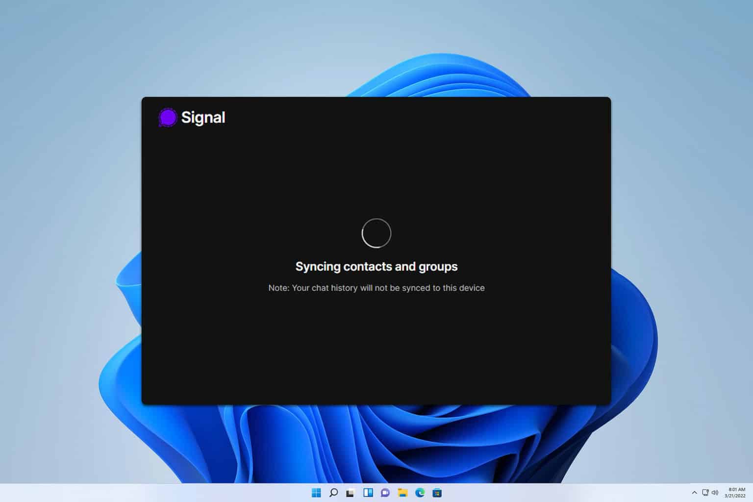 signal desktop chat history