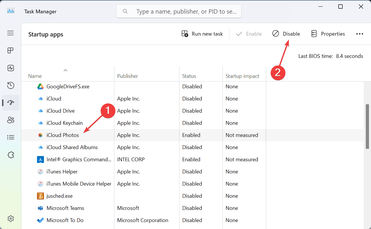 disable startup appps