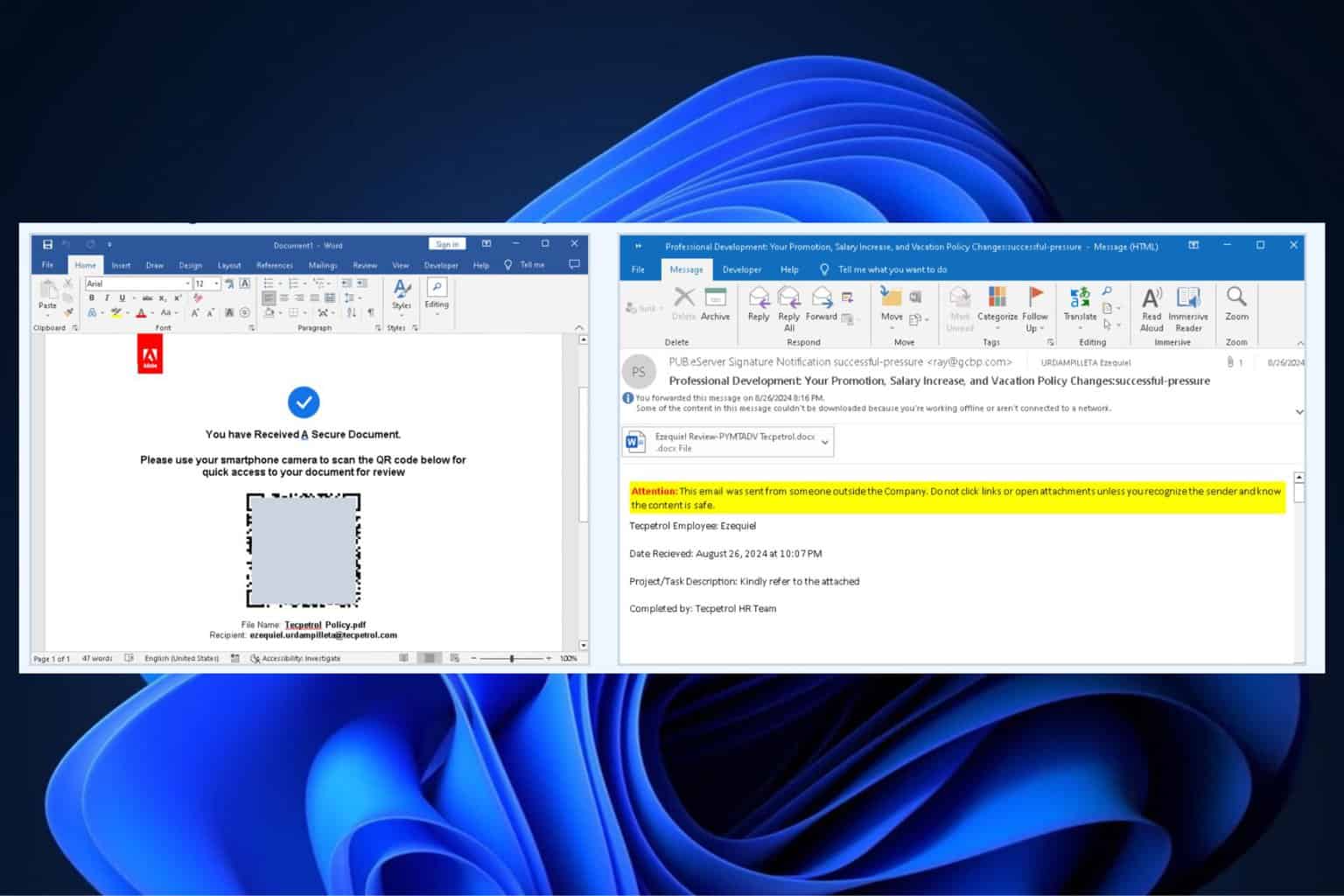 Microsoft Word phishing