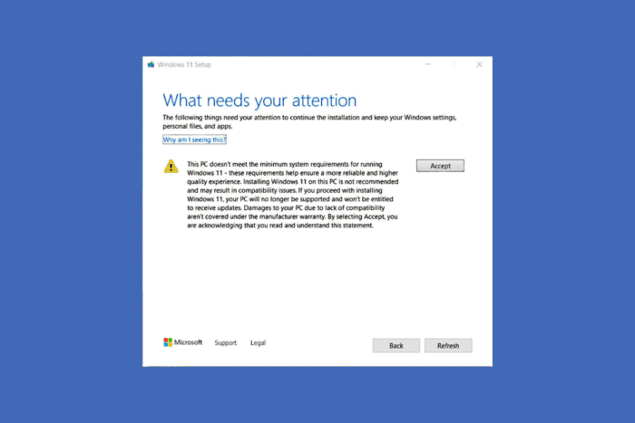 Microsoft issues an unsupported device warning on Windows 11