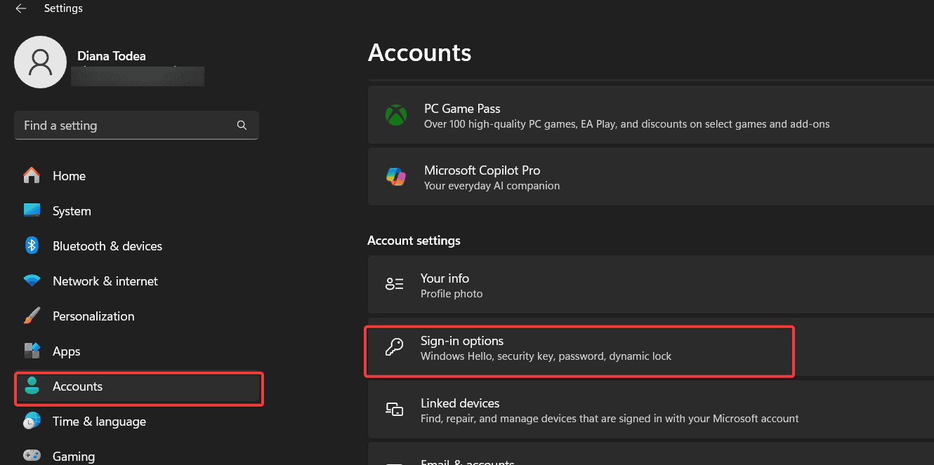 accounts sign in options