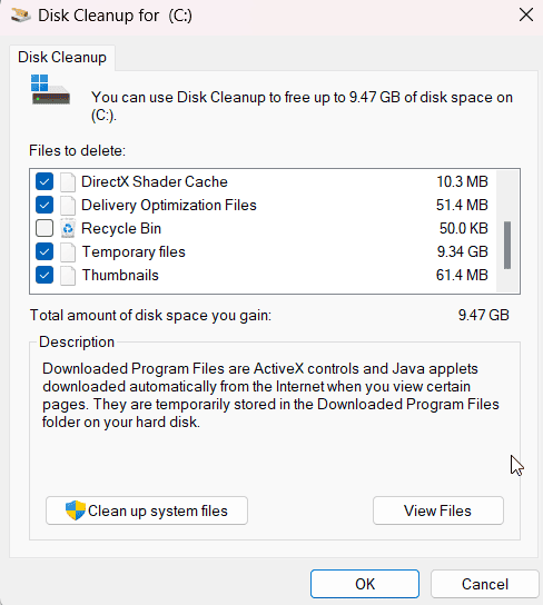 delete data disk cleanup