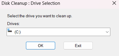 disk cleanup drive selection