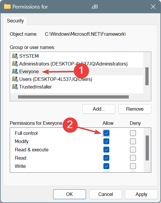 full control to fix ERROR_BAD_DEVICE_PATH