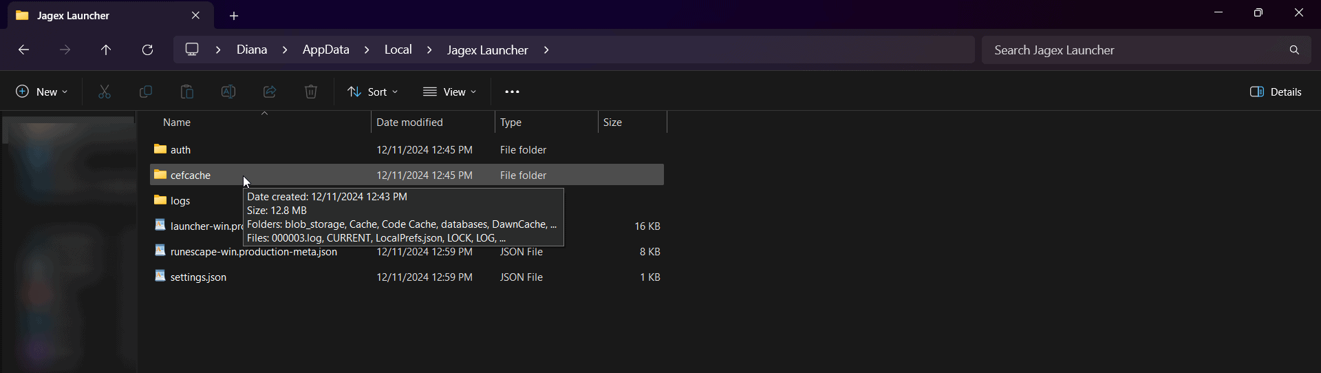 jagex launcher cache