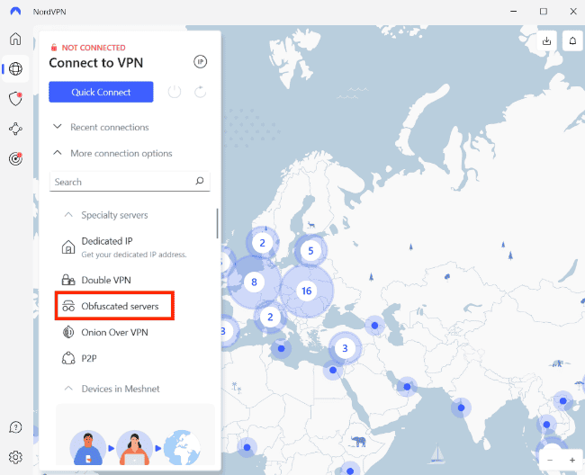 nordvpn obfuscated server option