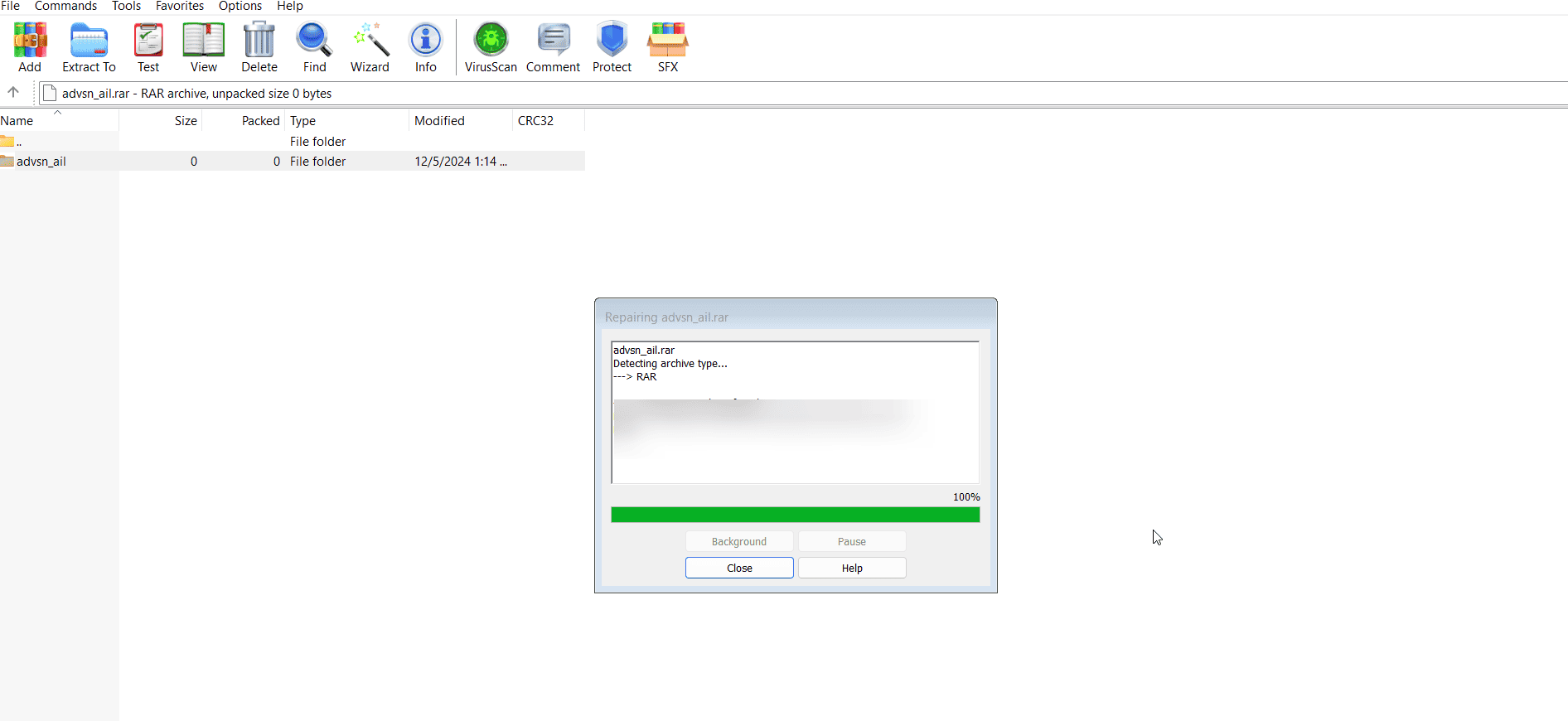 repairing rar file