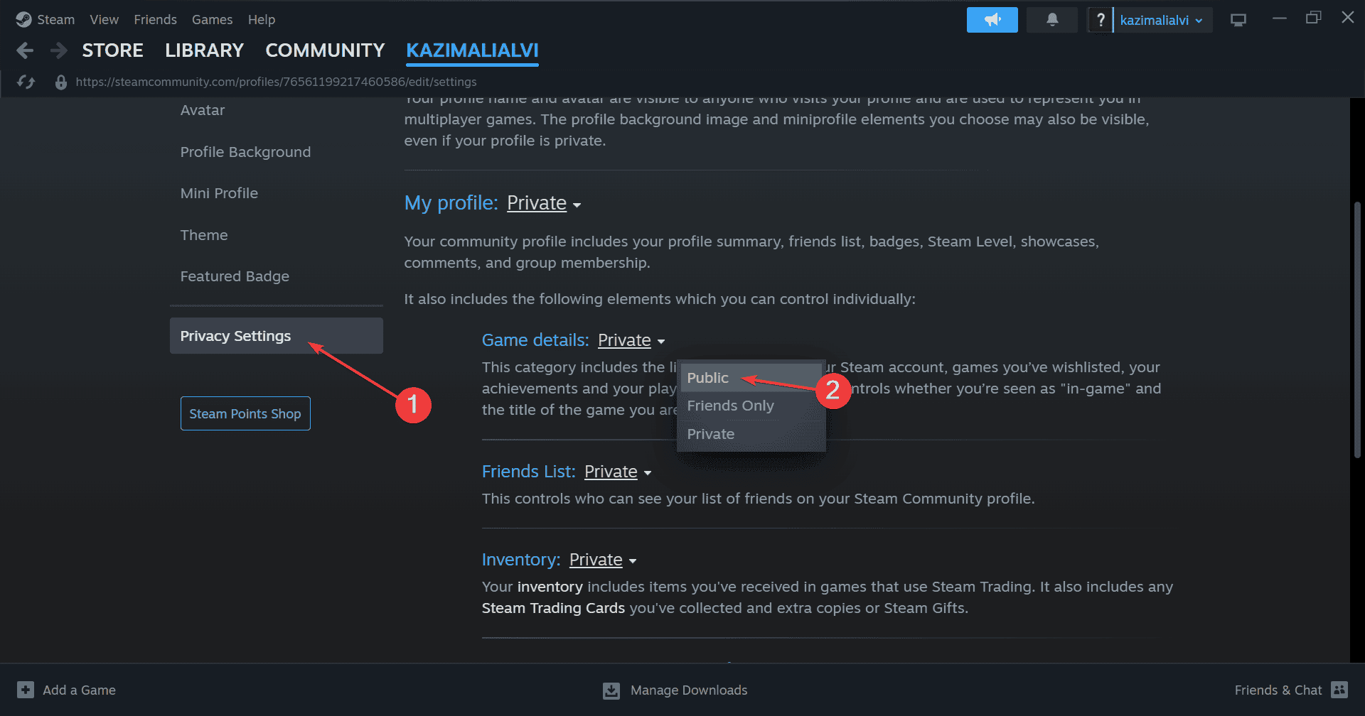 public profile to fix steam wishlist error