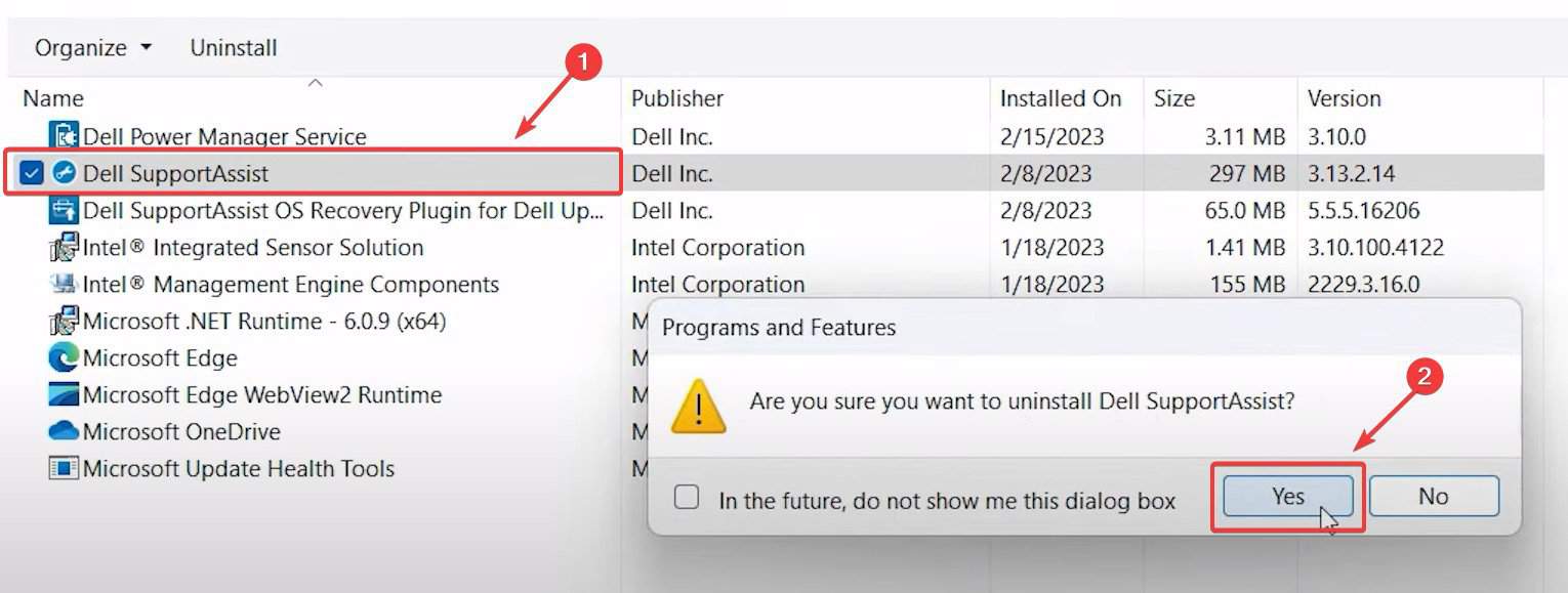 dell supportassist installation failed