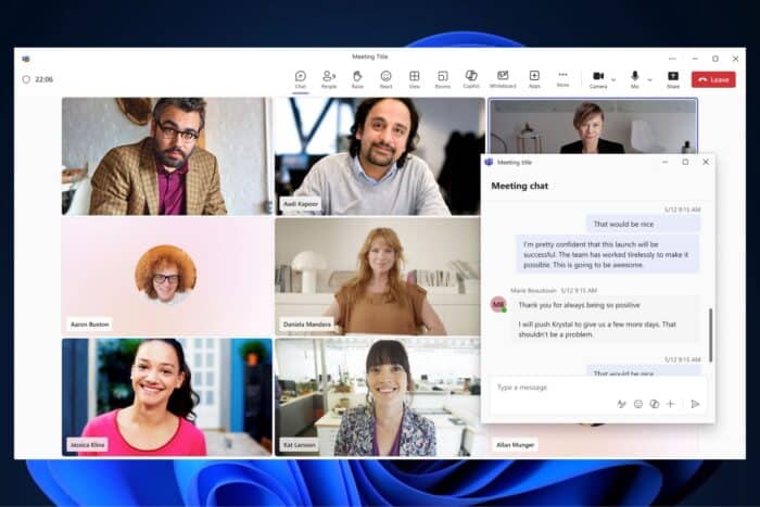 Microsoft Teams chat panel