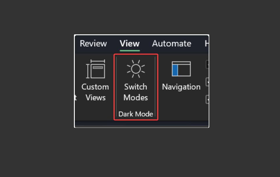 excel dark mode